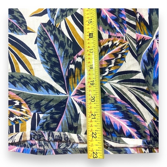 Boden V Neck Puff Sleeve 100% Linen Popover Botanical Print Sz 6 - Picture 6 of 8